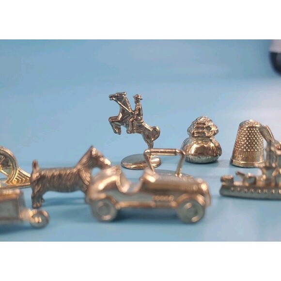Monopoly Replacement Gold Tone Tokens 12 PcCollectible Metal Board Game Parts - Picture 5 of 6